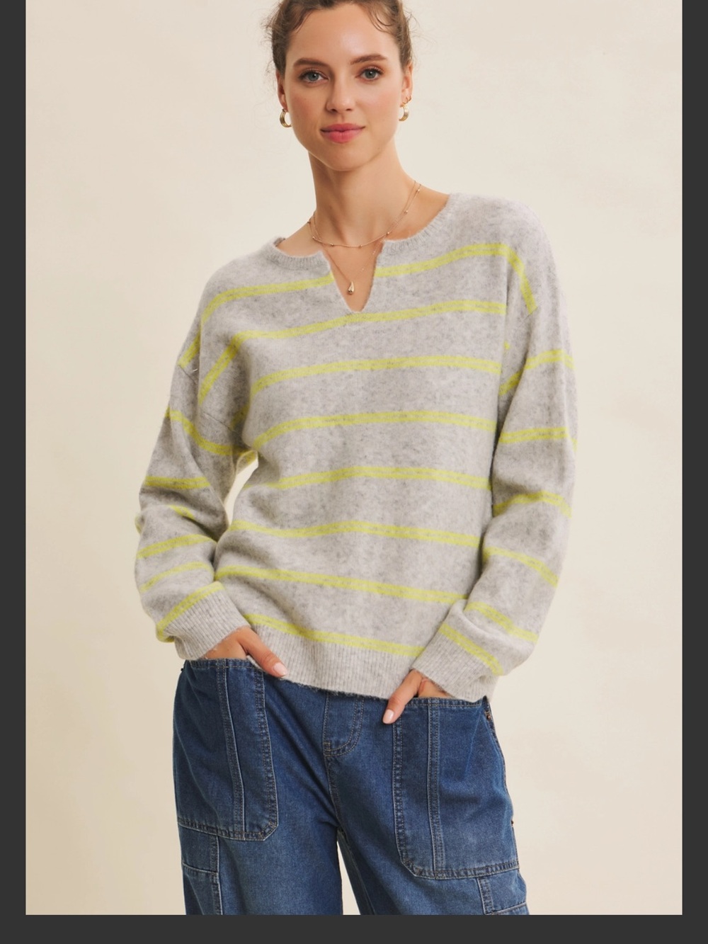 915 Muted Autumn Air So-Soft Wool Lyocell Blend Stripe Sweater - NWT - S